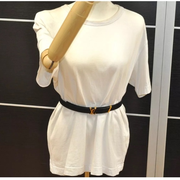 ✨🛍️ Louis Vuitton Initiales 20mm Black Leather Belt with Gold LV - Picture 8 of 8